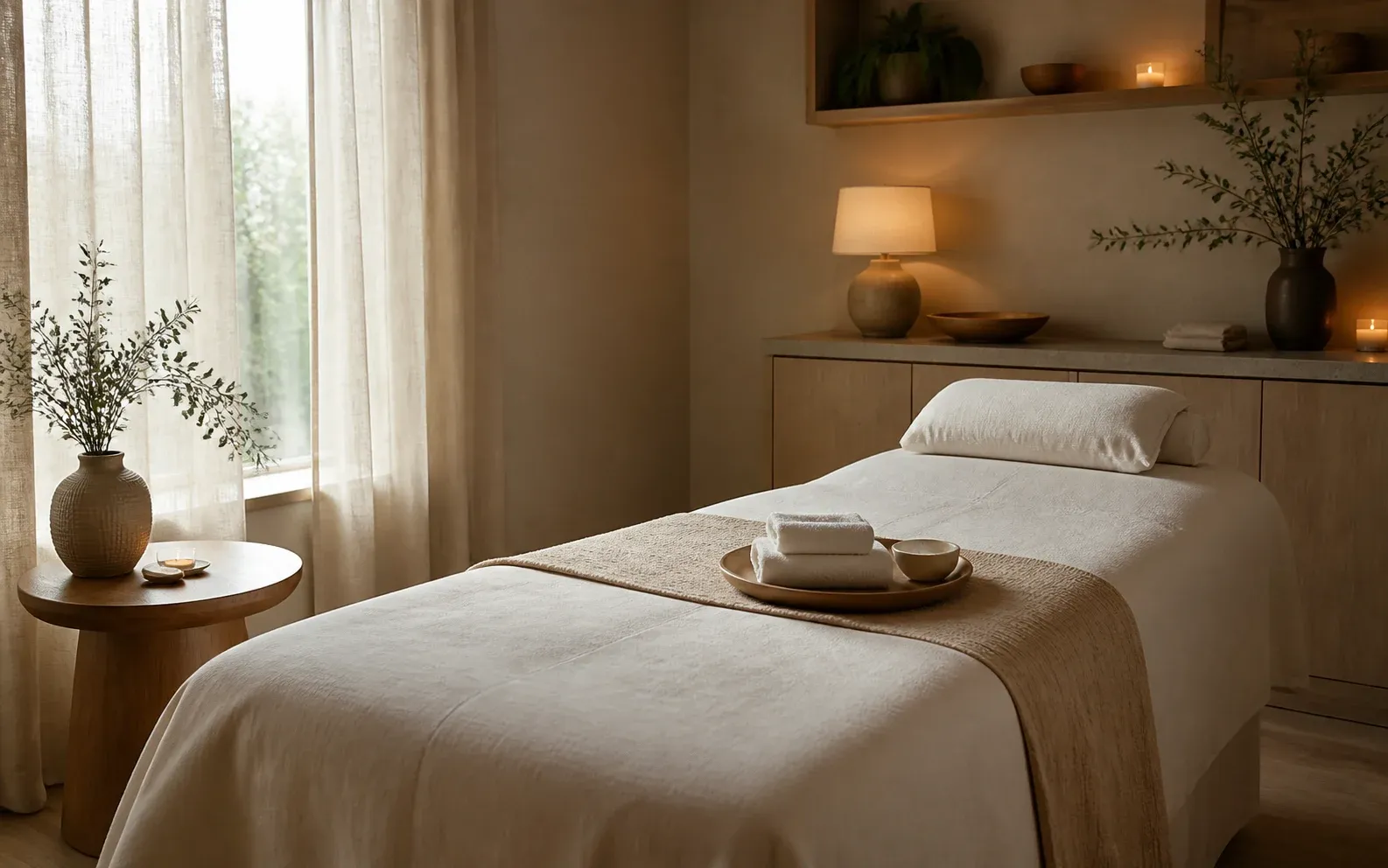 Quiet facial treatment room prepared for a relaxing visit
