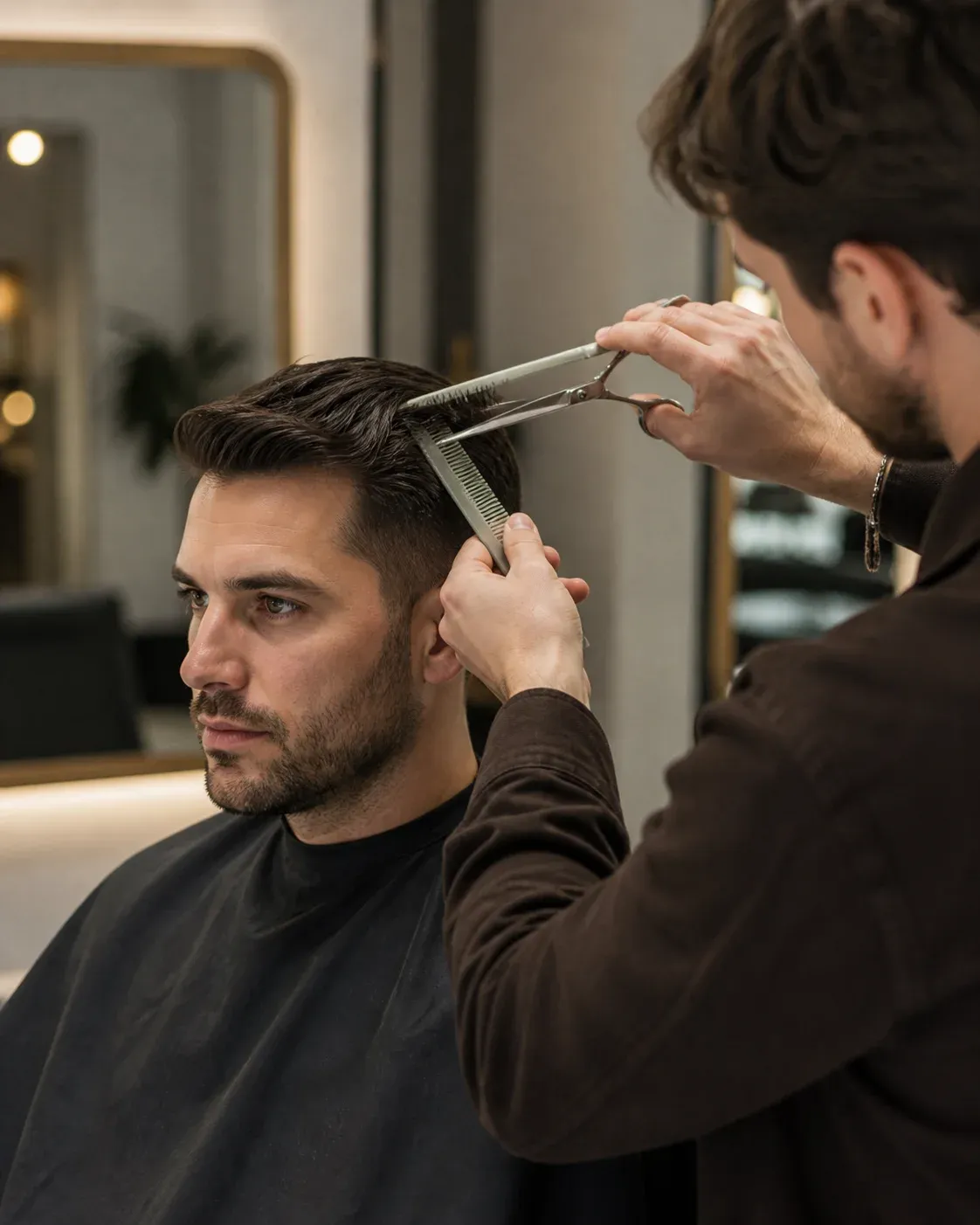 Finished men’s haircut in the salon