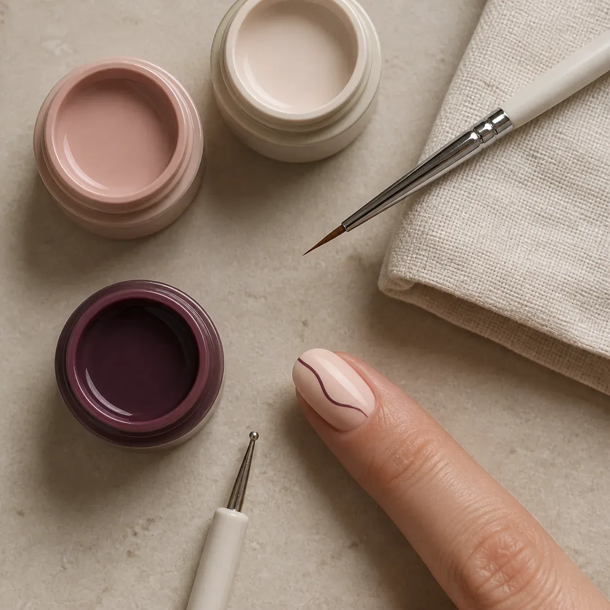 Nail-art tools arranged for a detailed finishing touch