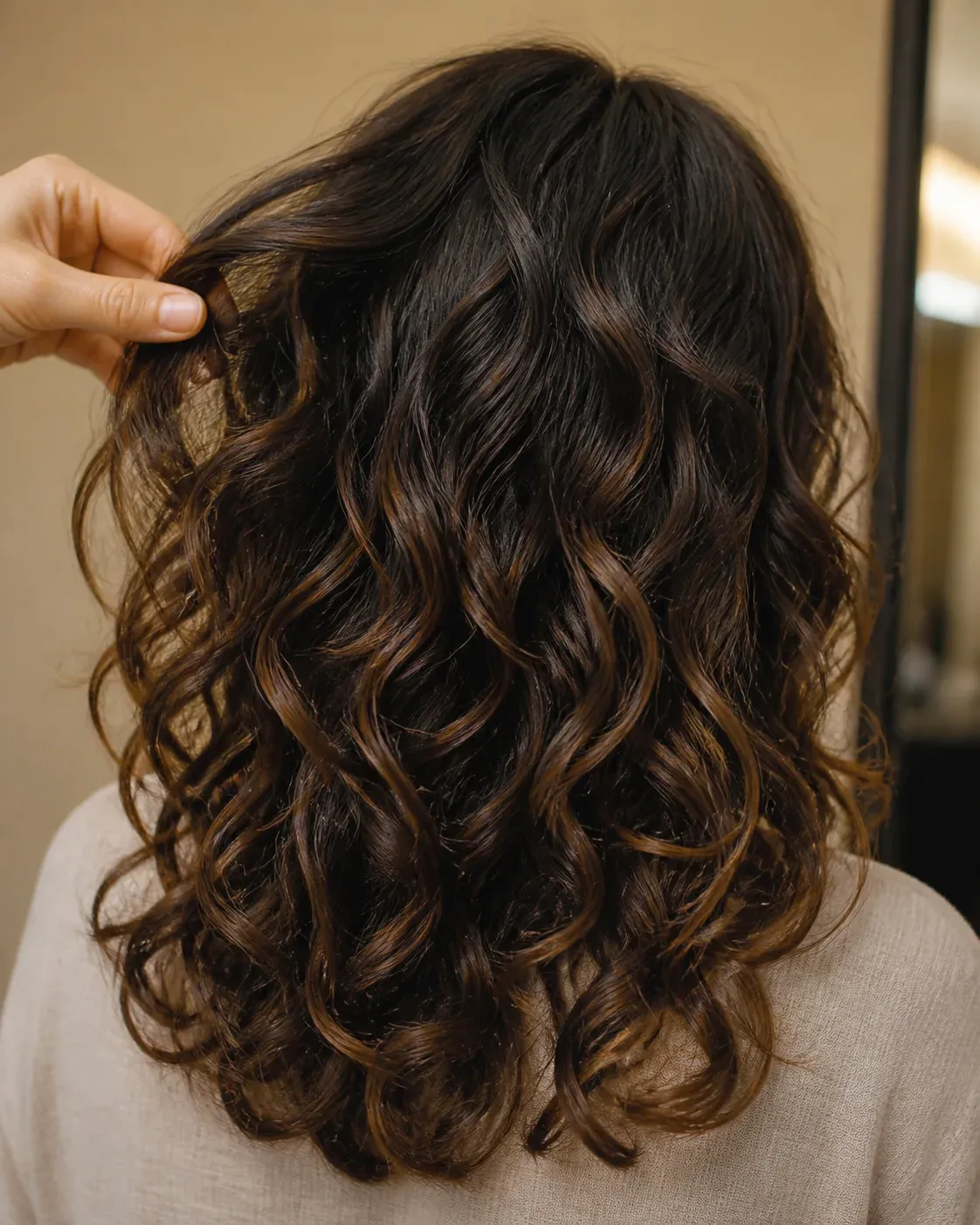 Defined curls and waves being gently lifted to show texture
