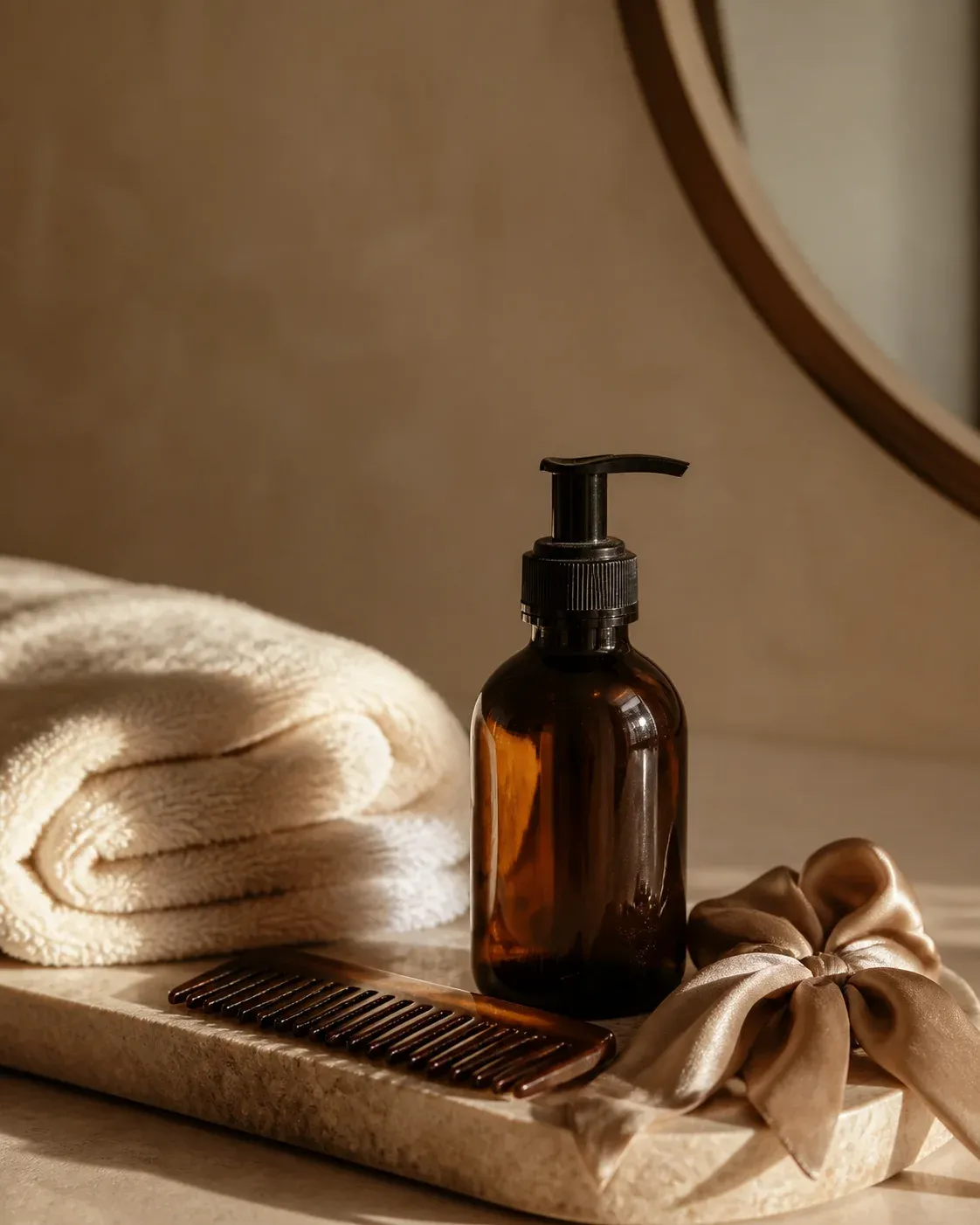 A towel, wide-tooth comb and unbranded aftercare essentials